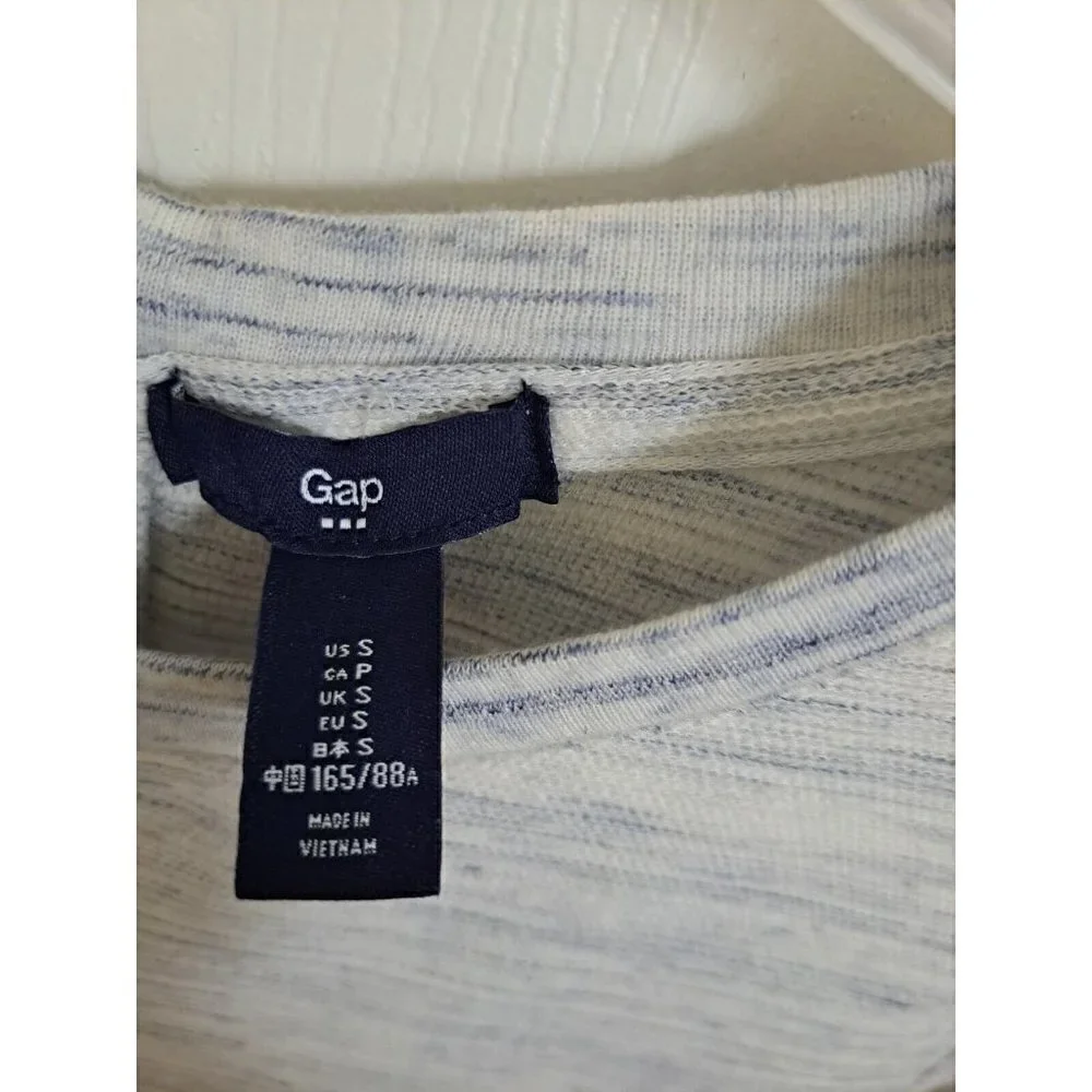 GAP Outlet Women's S Blue Marled Long Sleeve Back Zip Round Neck Dress